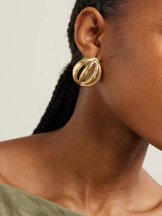 Image of Earrings. Product name - Flower Bud Large Gold-plated Earrings in Multi colour by brand - YSSO