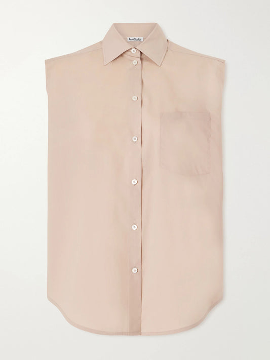 Image of a model wearing Tops. Product name - Cotton And Silk Blend Blouse in Blush colour by brand - Acne Studios