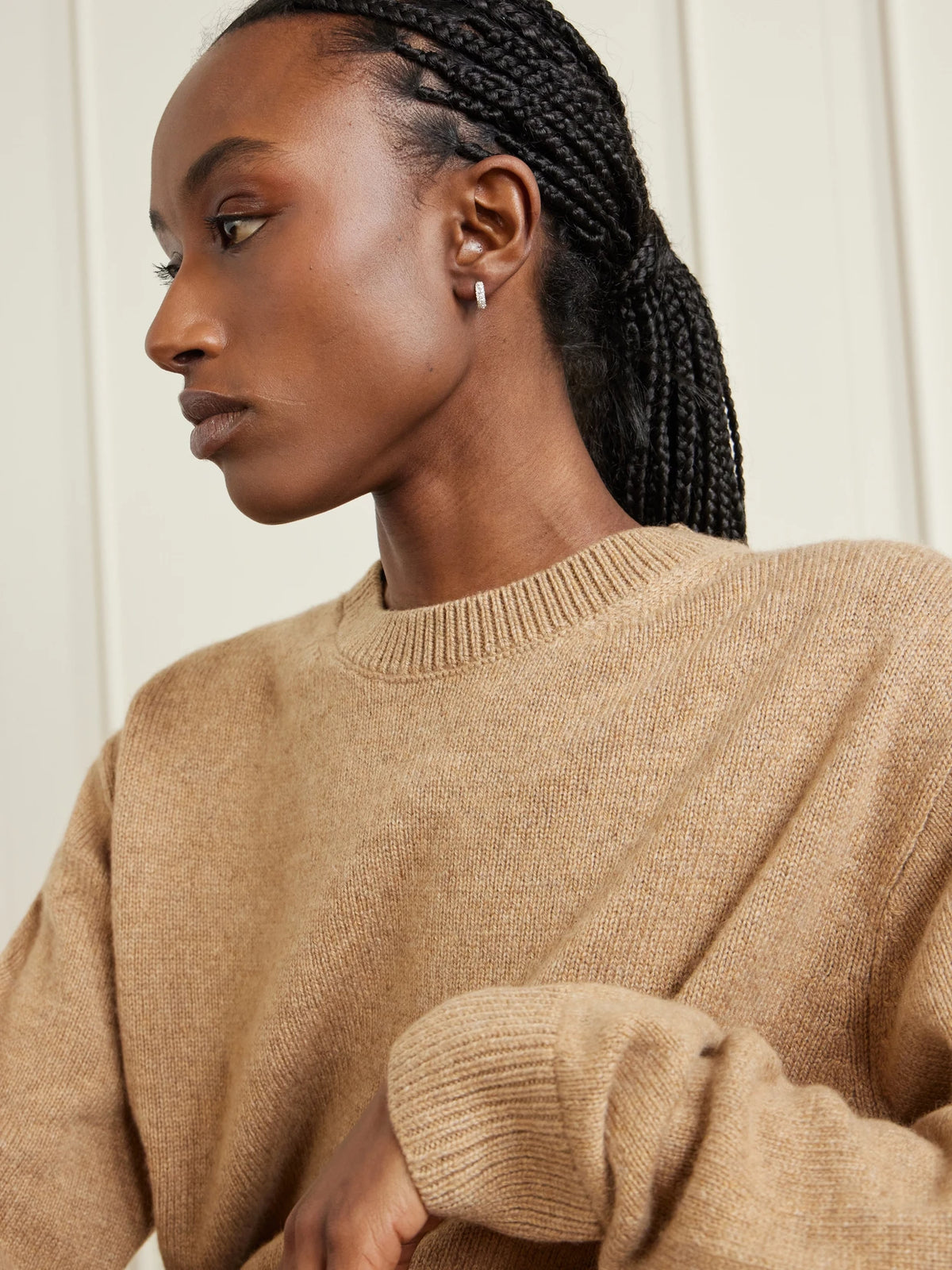 Image of Earrings. Product name - Chubby 14-karat Gold Diamond Hoop Earrings in Multi colour by brand - Lucy Delius