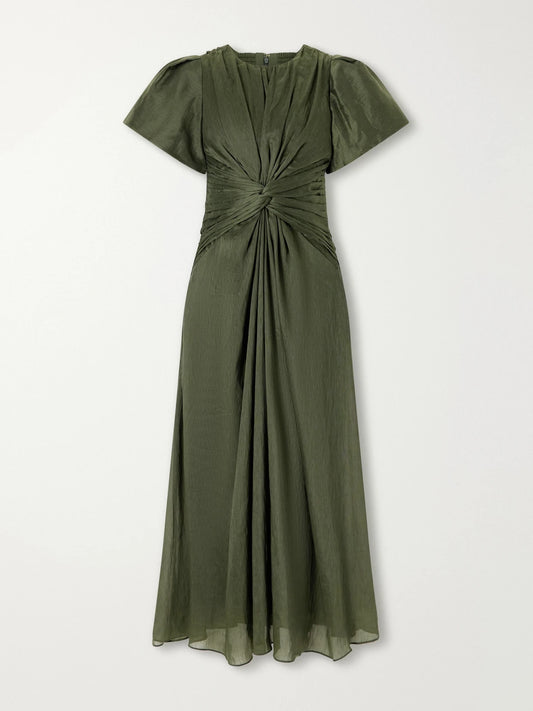 Aje Movement Gathered Lyocell And Linen-blend Midi Dress