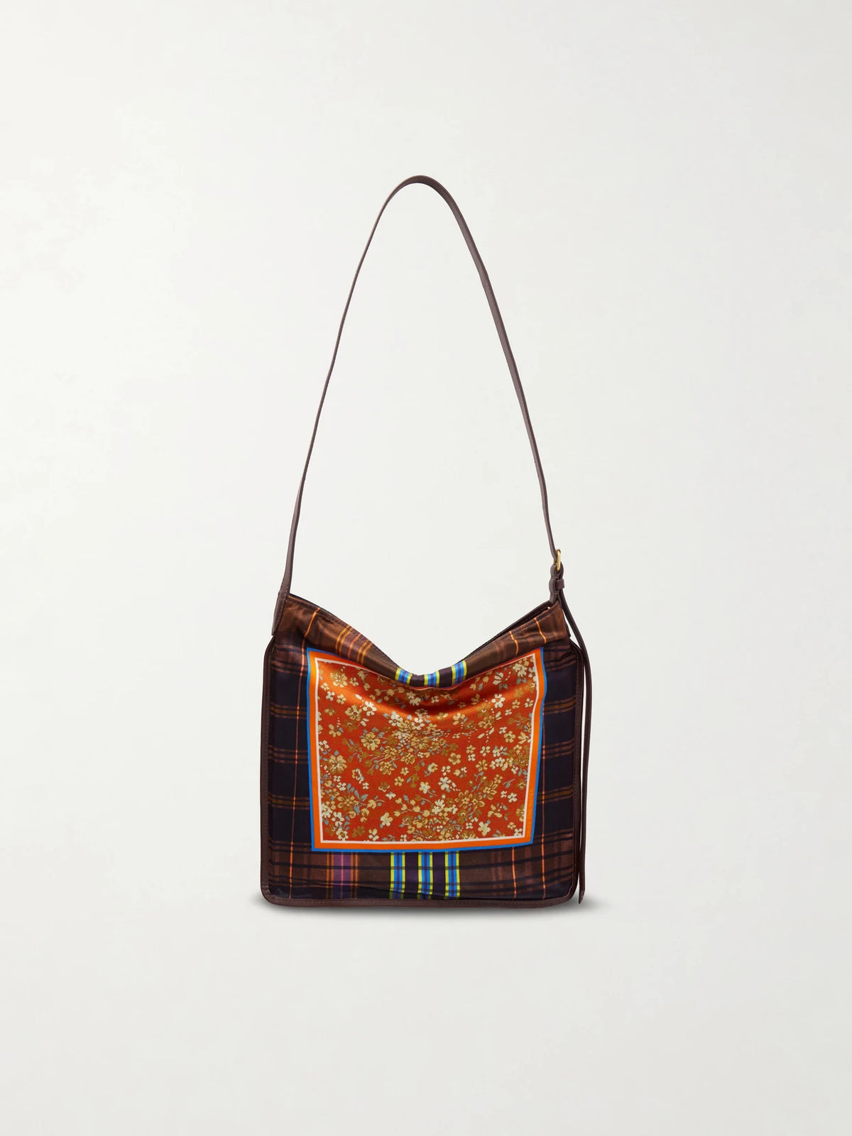 Dries Van Noten Printed Small Leather-trimmed Satin Shoulder Bag