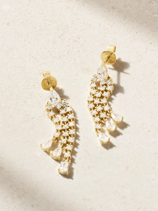 Fringe 18-karat Gold Diamond Earrings