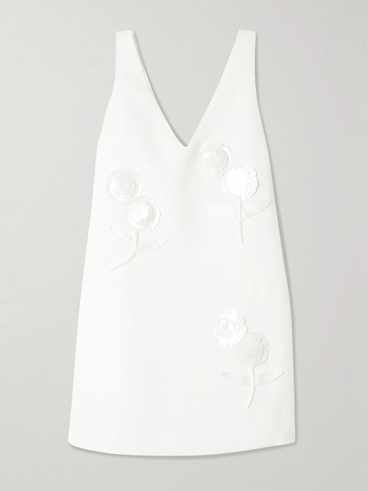 Image of Dresses. Product name - Appliquéd Embellished Crepe Mini Dress in White colour by brand - Self-Portrait