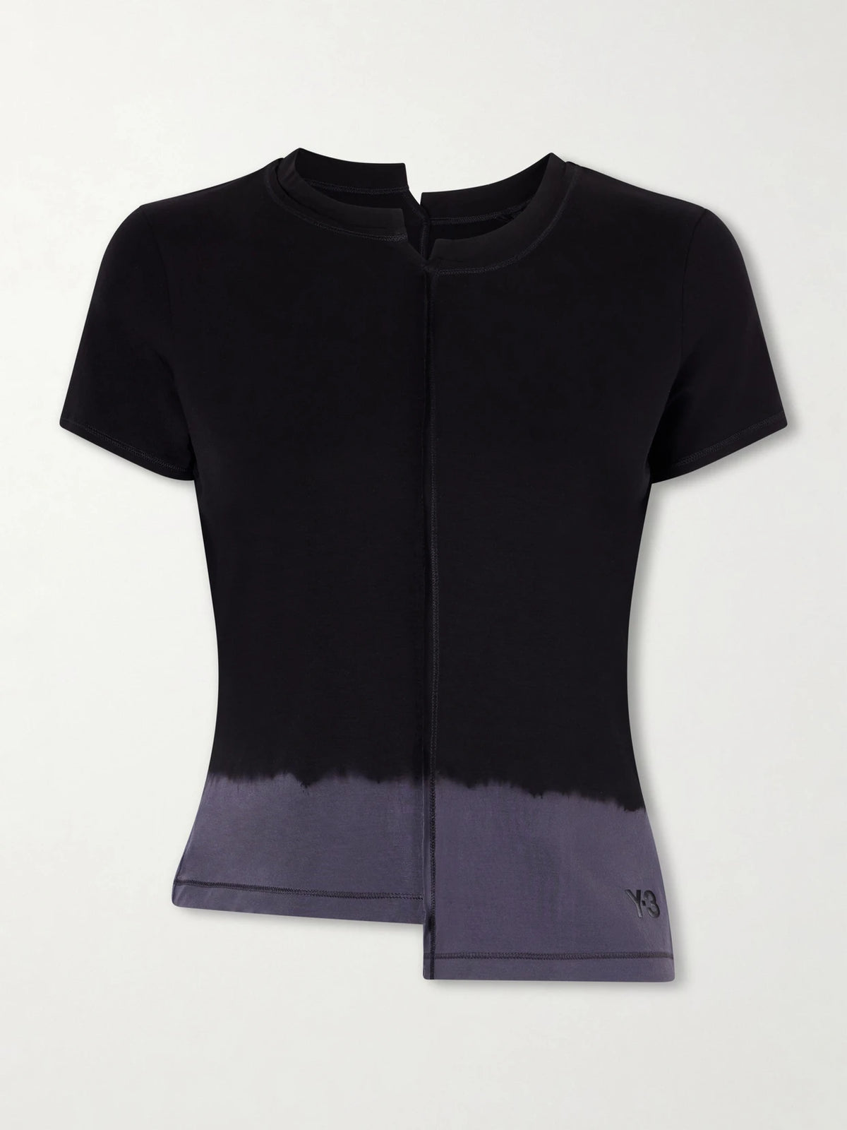 Asymmetric Two-tone Tencel Lyocell-blend Jersey T-shirt