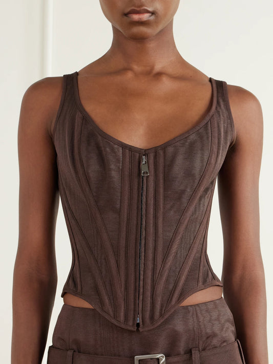 Wiederhoeft Venus Corset Paneled Twill Top