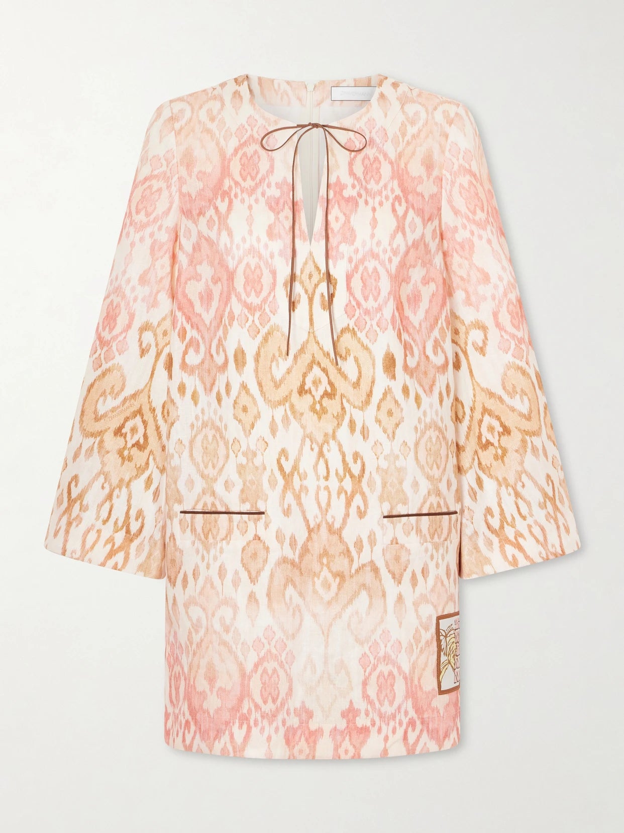 Image of Dresses. Product name - Aster Shift Linen Mini Dress in Pink colour by brand - Zimmermann