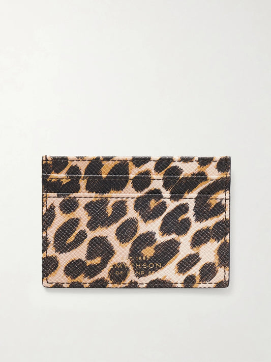 Smythson Panama Leopard-printed Leather Cardholder