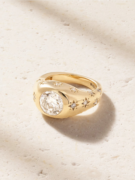 Disco 14-karat Gold Diamond Ring