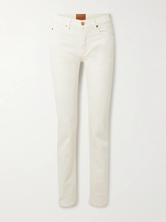 Image of Jeans. Product name - The Low Low-rise Slim-fit Jeans in Ecru colour by brand - Jamie Haller