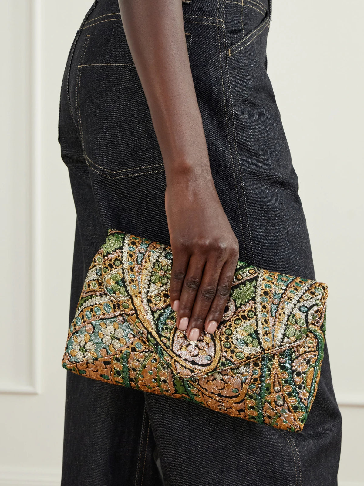 Image of Bags. Product name - Paisley-jacquard Brocade Clutch in Multi colour by brand - Dries Van Noten