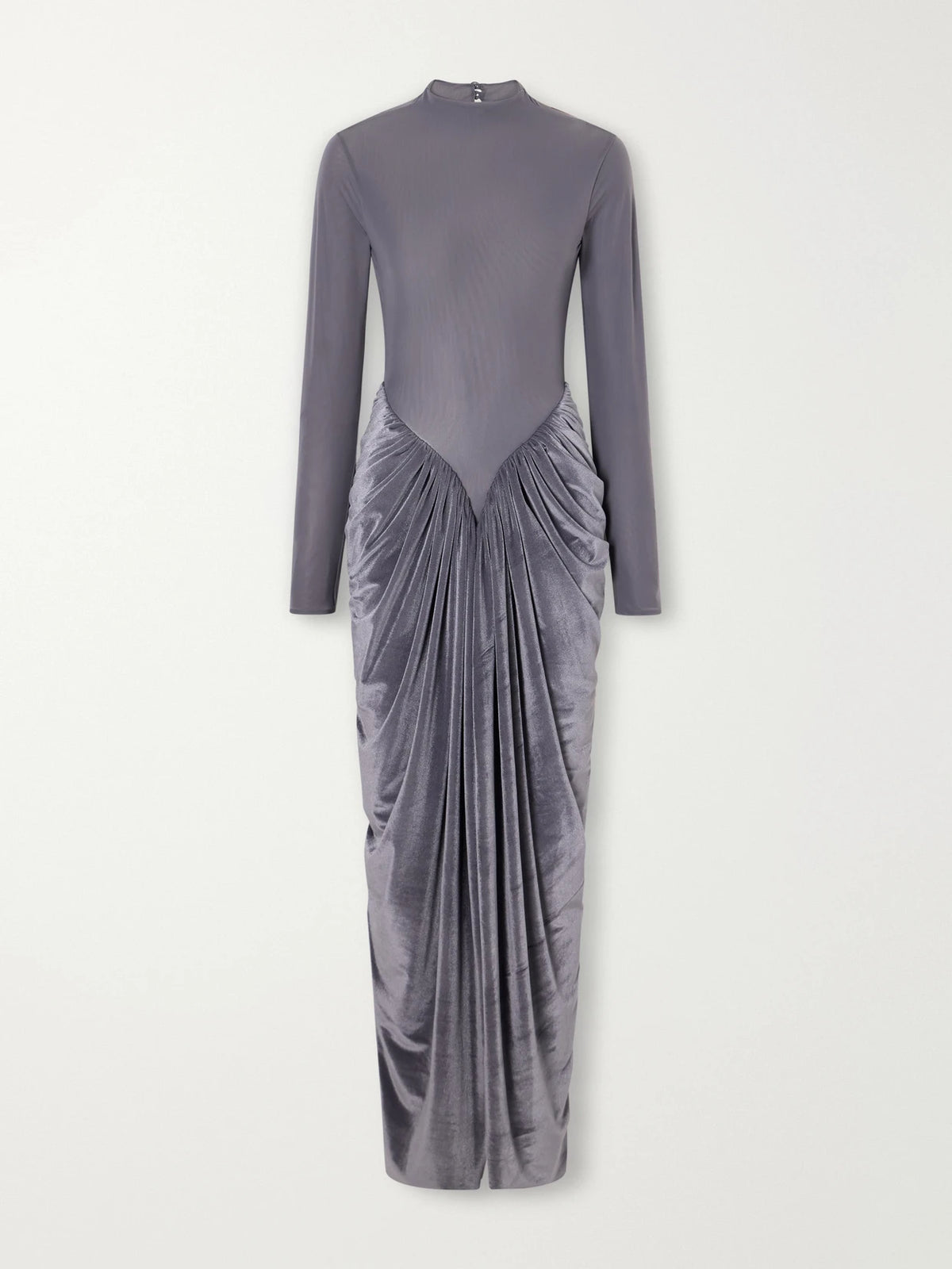 Maygel Coronel Guernica Draped Mesh And Velvet Maxi Dress