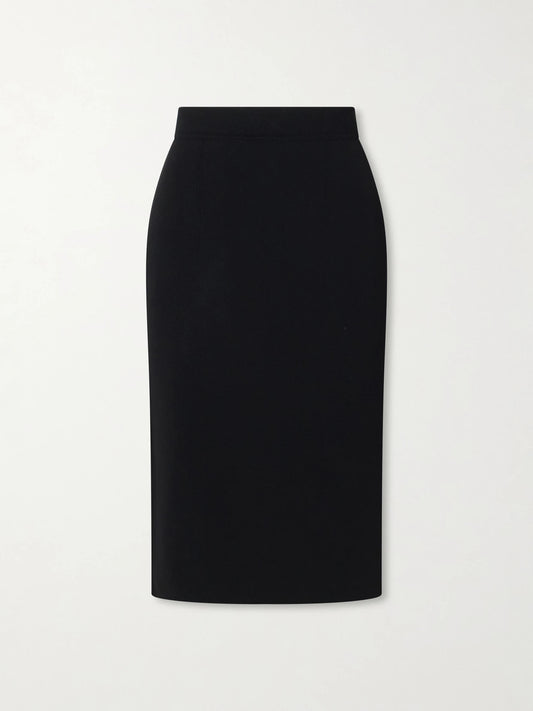 Image of a model wearing Skirts. Product name - Crepe Knee-length Skirt in Black colour by brand - TOM FORD