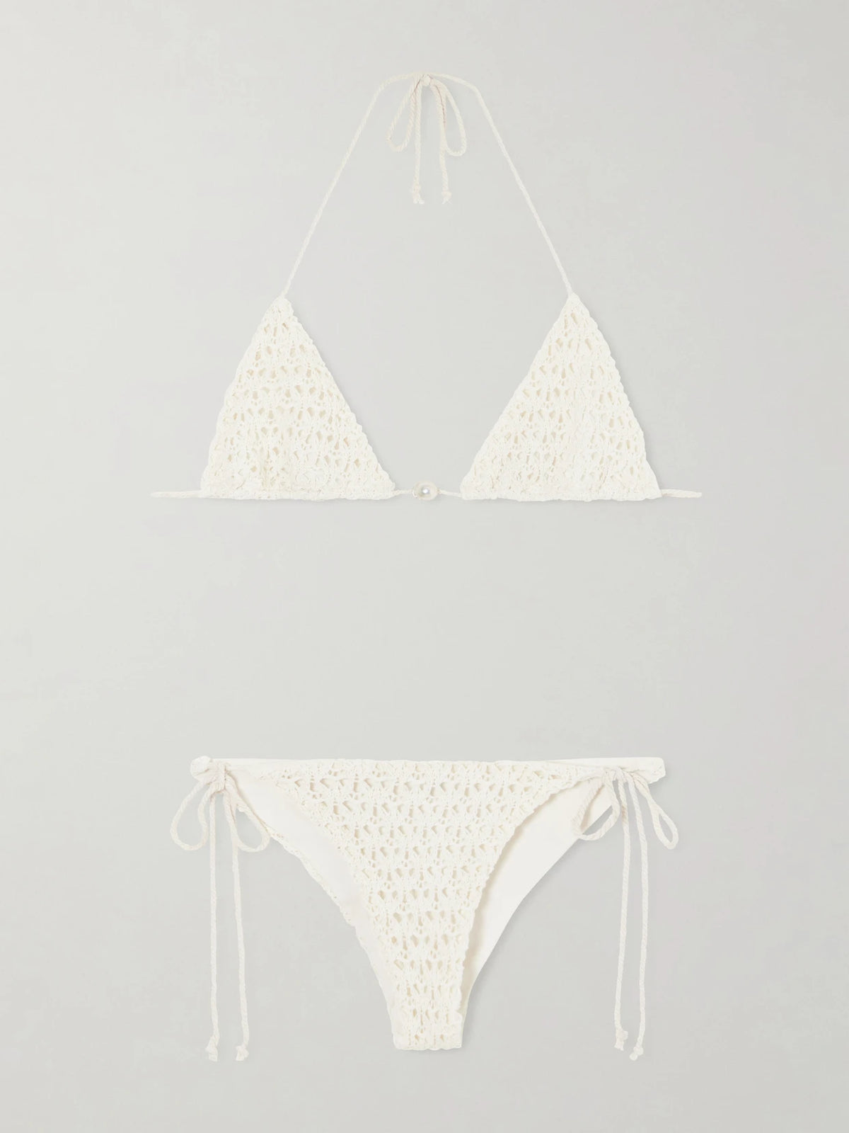 Sara Cristina Pearl Crocheted Cotton Triangle Bikini