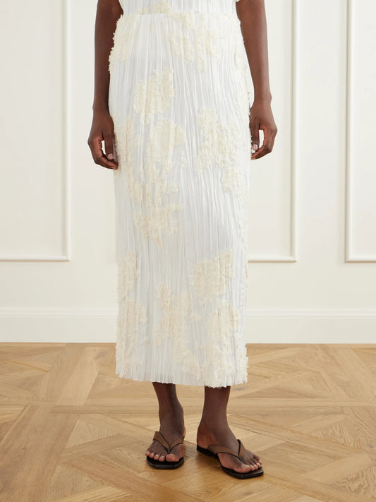 KALLMEYER Esse Embellished Pleated Voile Cotton And Silk-blend Midi Skirt