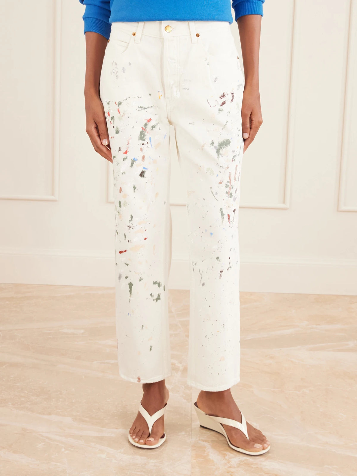 Jamie Haller The Slouch Paint-splattered Low-rise Boyfriend Jeans