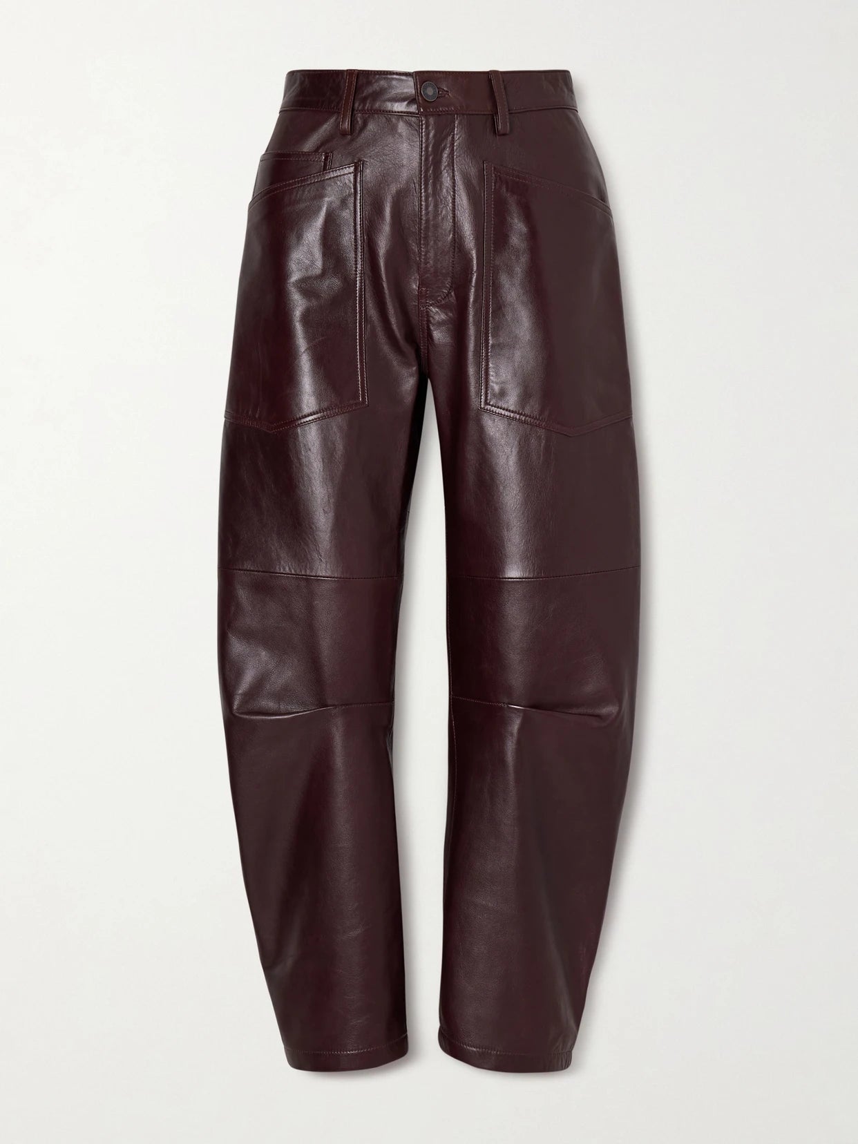 Shon Leather Barrel-leg Pants