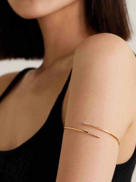 Image of Bracelets. Product name - 9-karat Gold Diamond Arm Cuff in Multi colour by brand - Diane Kordas
