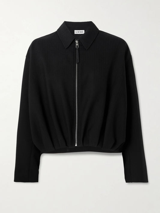 Image of Coats & Jackets. Product name - Herringbone Wool Jacket in Black colour by brand - LOEWE