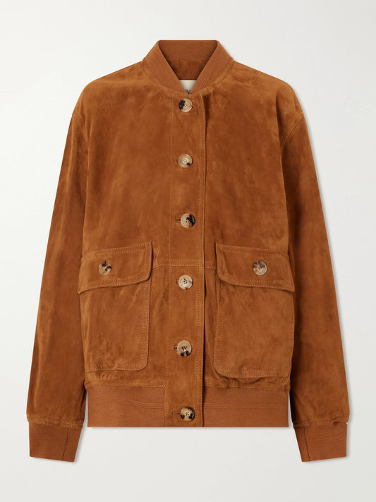 Image of Coats & Jackets. Product name - Suede Jacket in Light brown colour by brand - Valentino Garavani