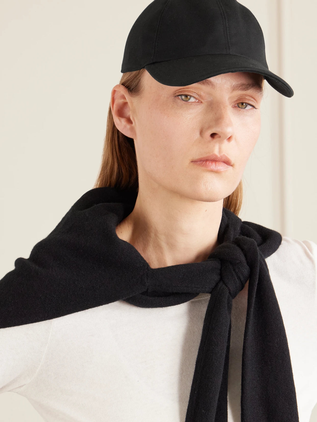 Image of Hats. Product name - Caspian Coated Cotton Baseball Cap in Black colour by brand - The Row