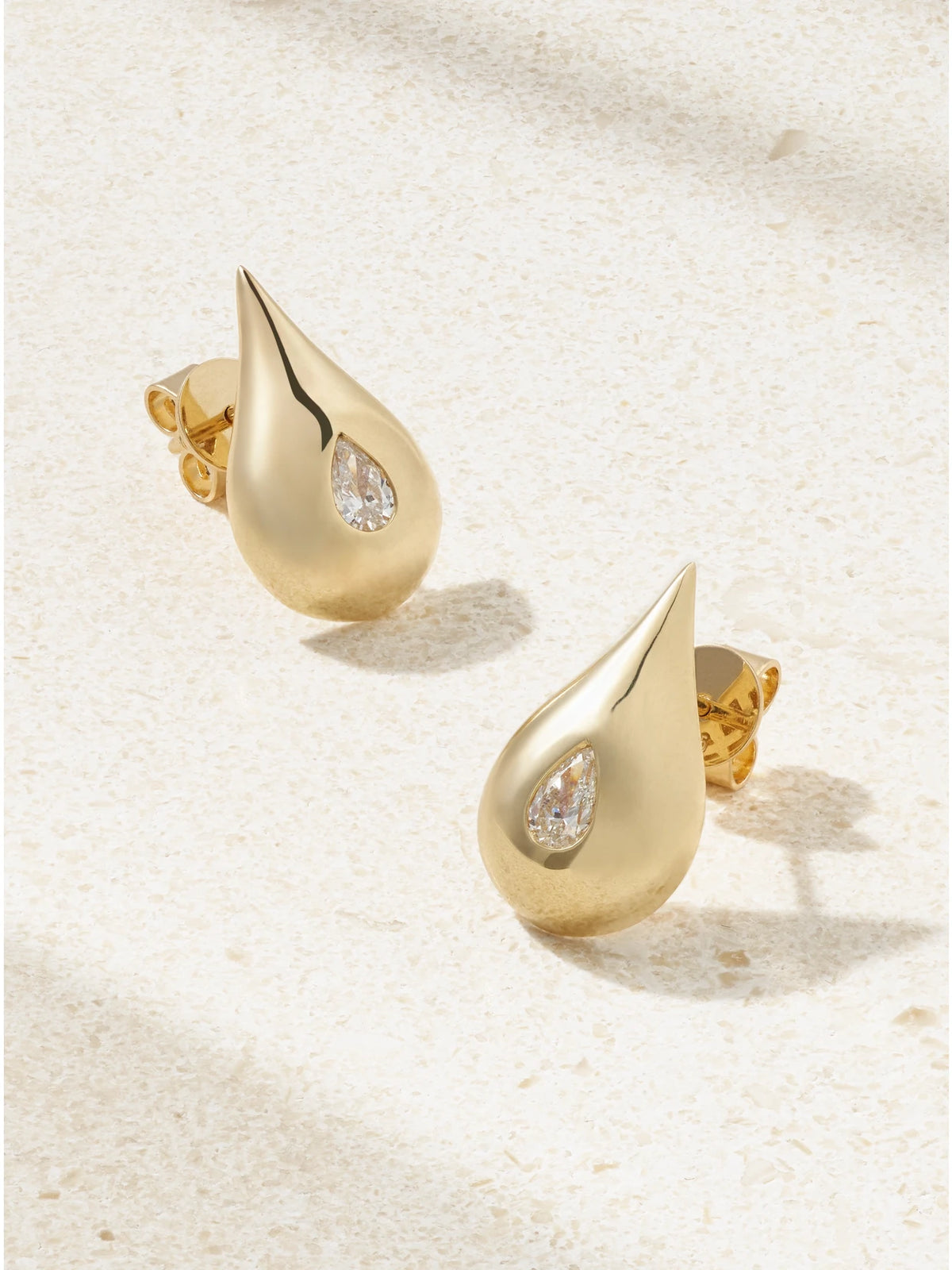 Water Droplet 14-karat Gold Diamond Earrings