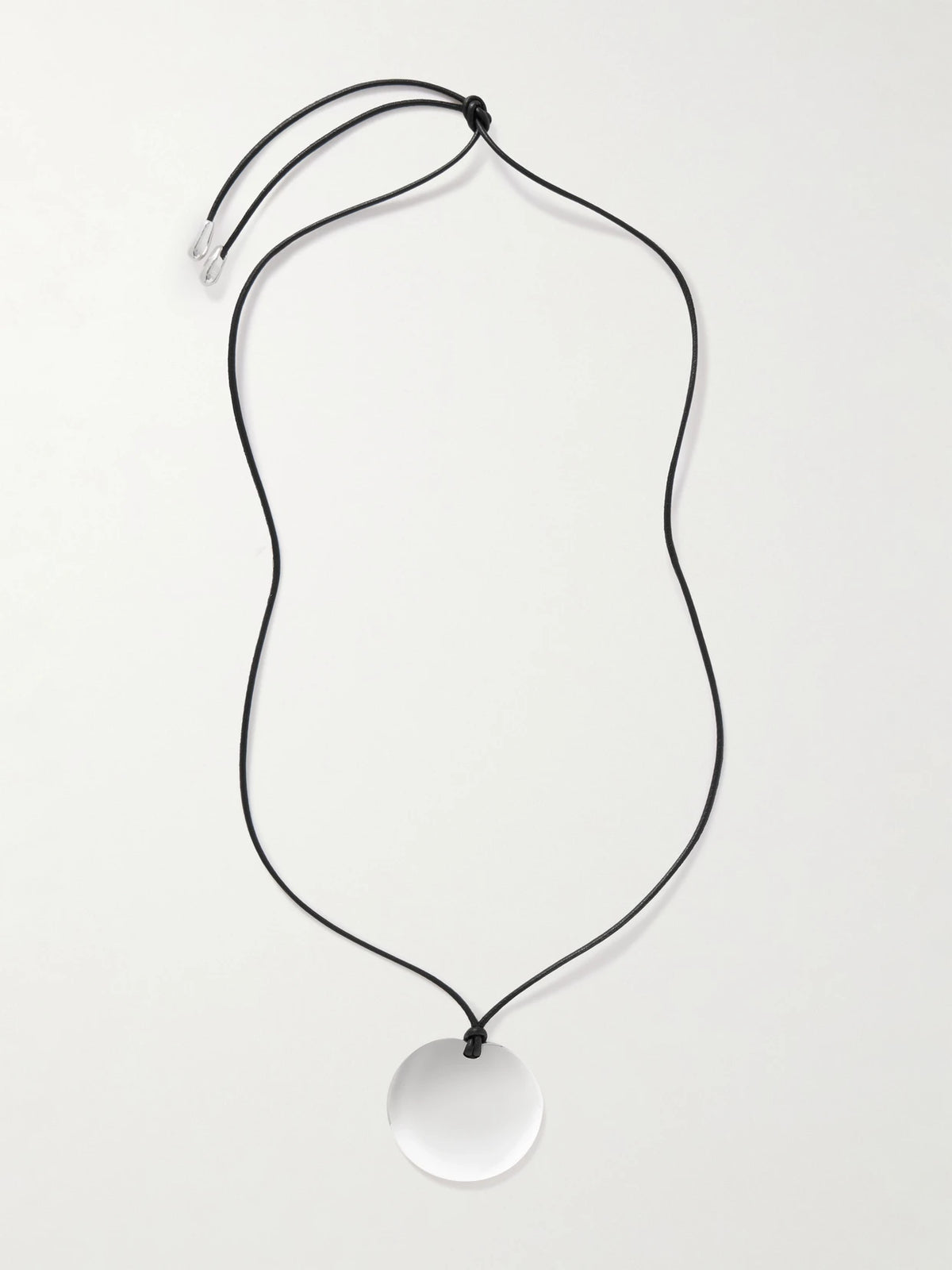 Medium Full Moon Cord And Silver Necklace
