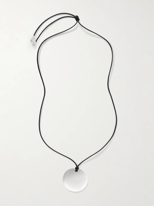 Medium Full Moon Cord And Silver Necklace