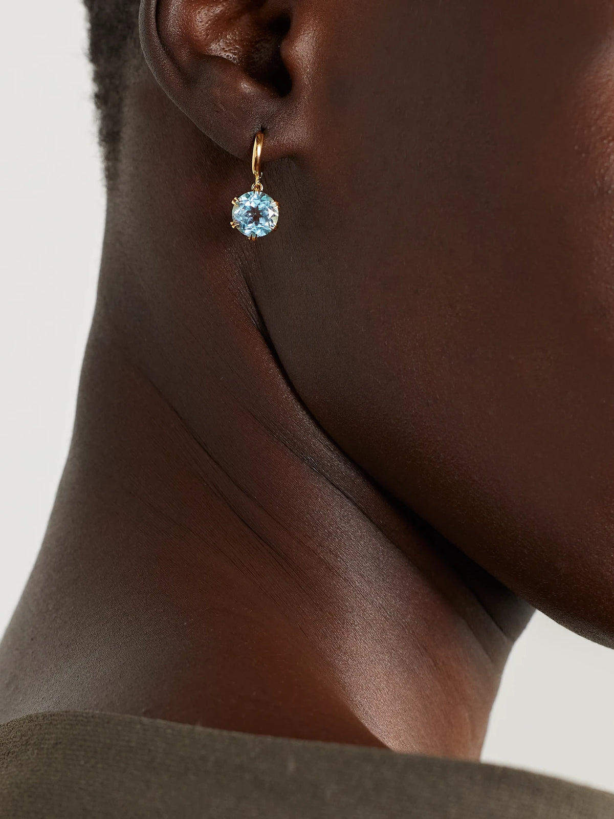 Image of Earrings. Product name - Mini Crown 18-karat Gold Topaz Earrings in Multi colour by brand - Ileana Makri