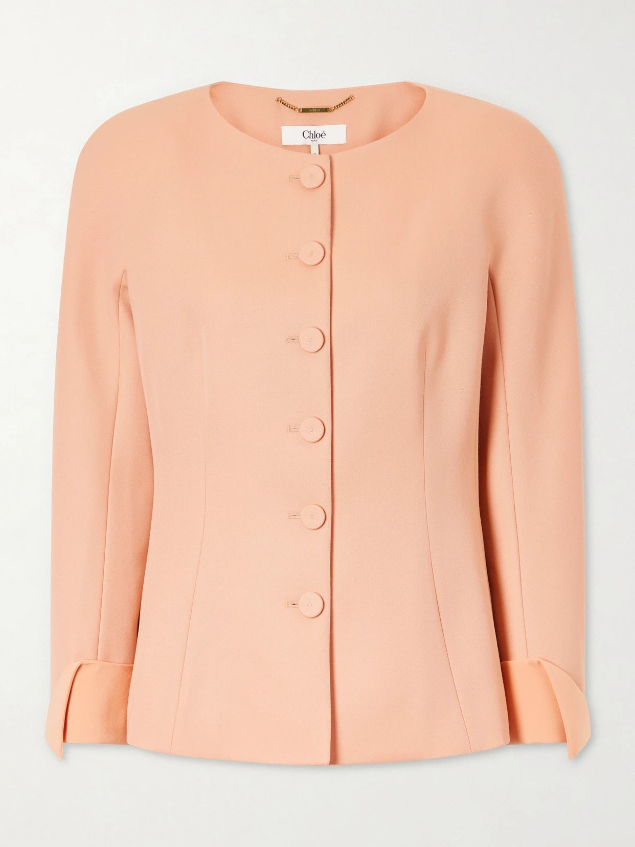 Image of Coats & Jackets. Product name - Wool-crepe Jacket in Pink colour by brand - Chloé