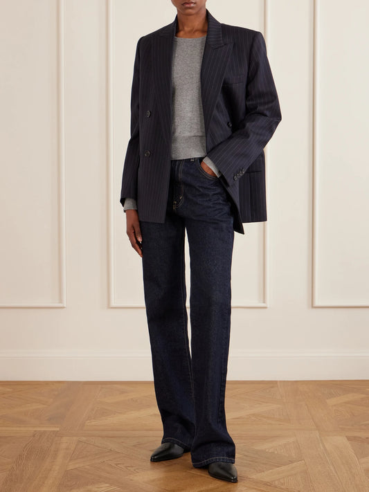 Image of a model wearing Outerwear. Product name - Tamra Cashmere Sweater in Light gray colour by brand - Nili Lotan