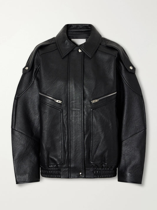 The Frankie Shop Hudson Glossed Biker Jacket