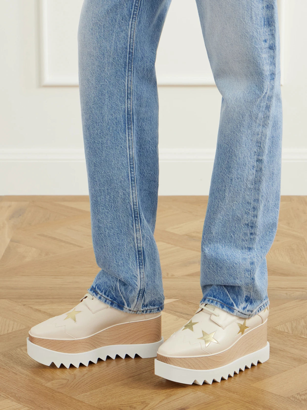 Stella McCartney Elyse Wood-trimmed Vegetarian Material Platform Brogues