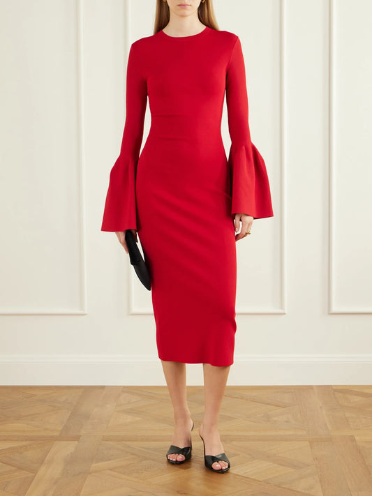 Image of Dresses. Product name - Cady Midi Dress in Red colour by brand - Stella McCartney