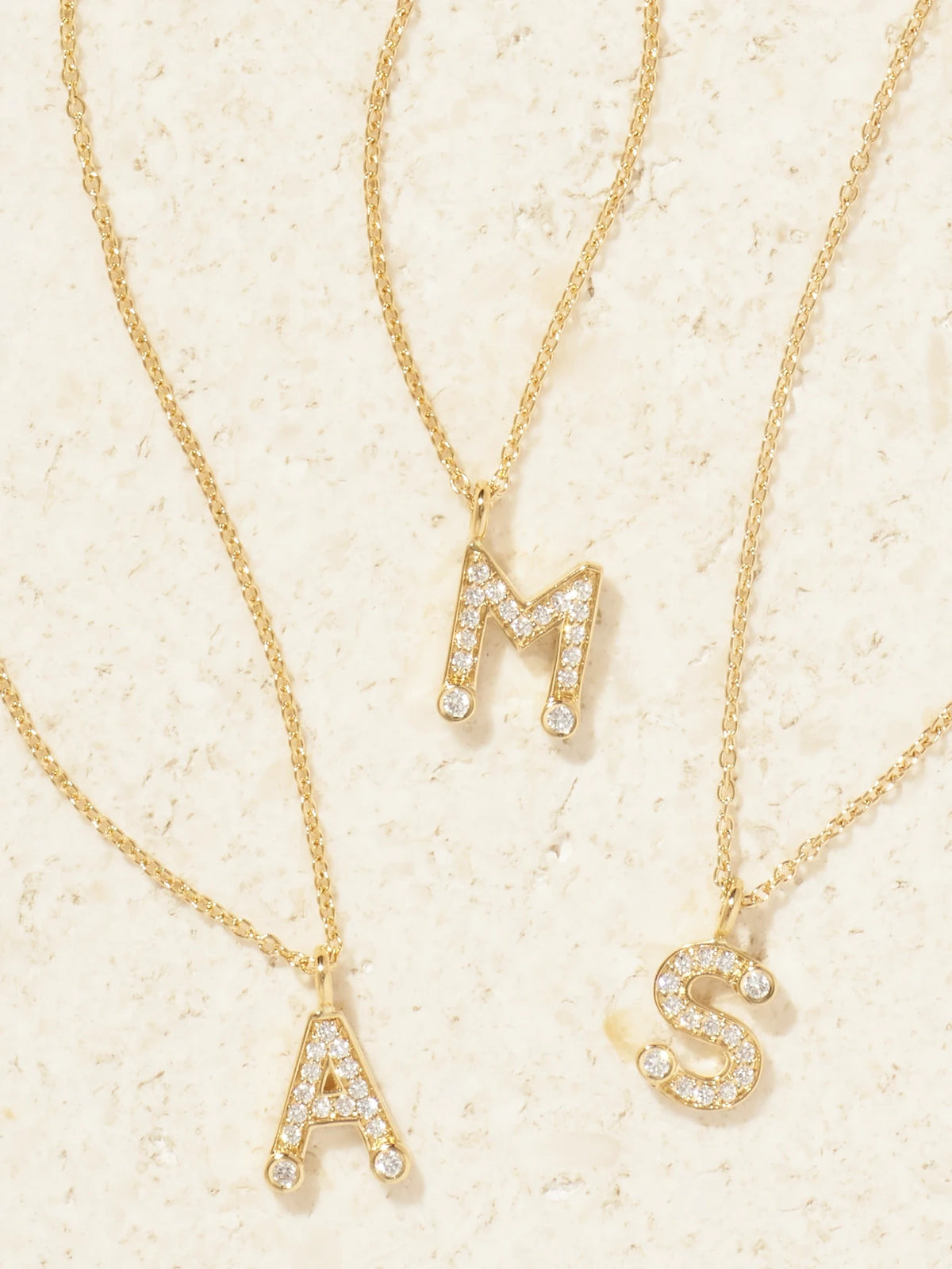 Simple Letter 18-karat Recycled Gold Diamond Necklace