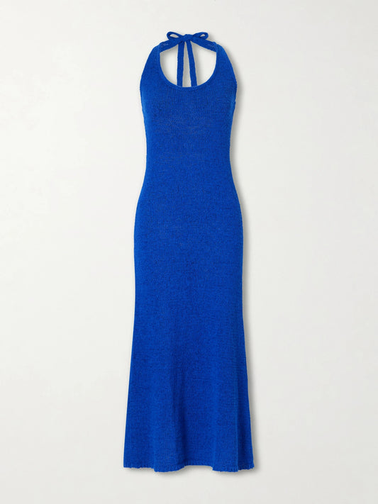 Image of Dresses. Product name - Bianca Cotton-blend Maxi Dress in Blue colour by brand - Faithfull