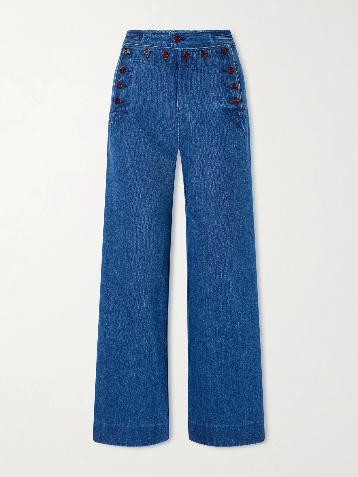 Sailor Cropped High-rise Wide-leg Jeans