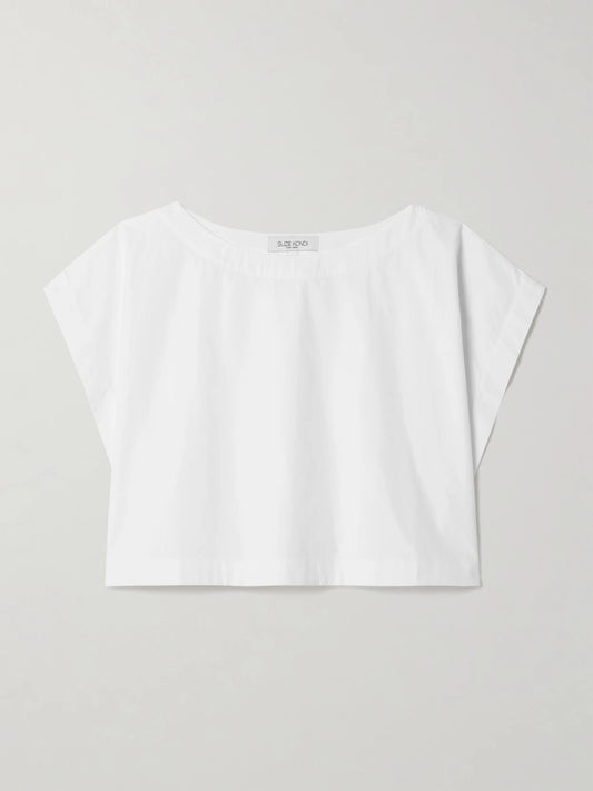 Kori Cropped Cotton-poplin Top