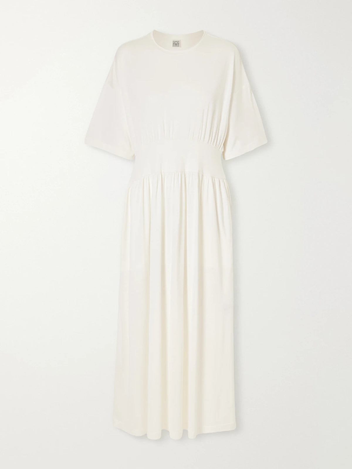 TOTEME Gathered Organic Cotton And Silk-blend Midi Dress