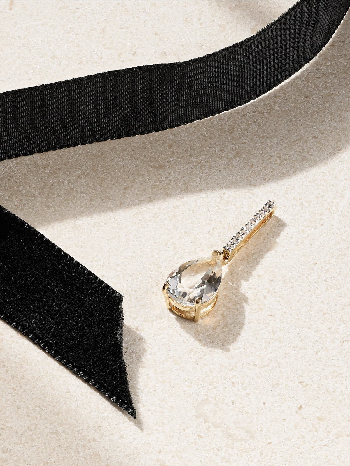 14-karat Gold, Velvet, Topaz And Diamond Choker