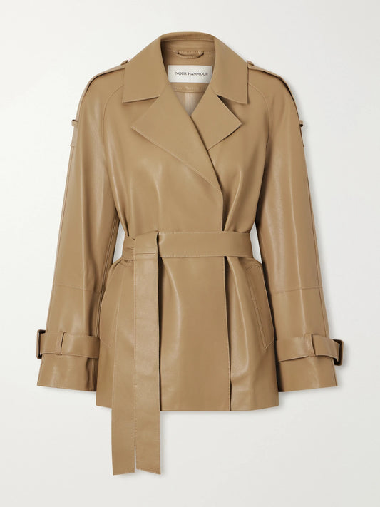 Nour Hammour Nera Leather Cropped Jacket