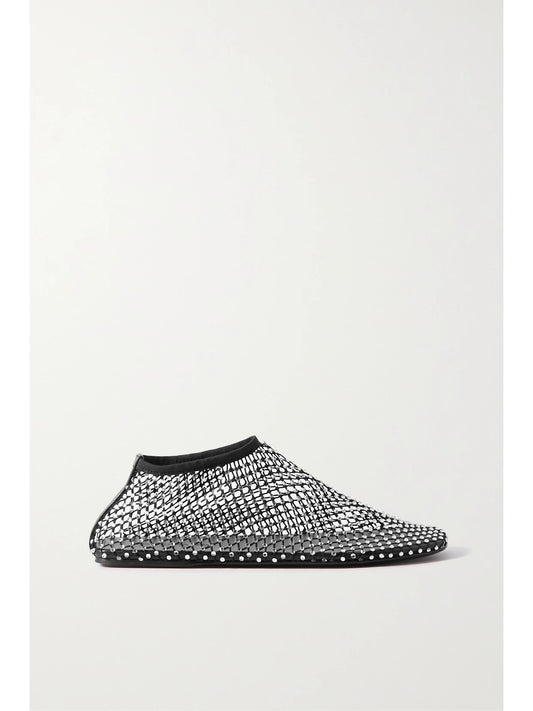 Minette Crystal-embellished Mesh Ballet Flats