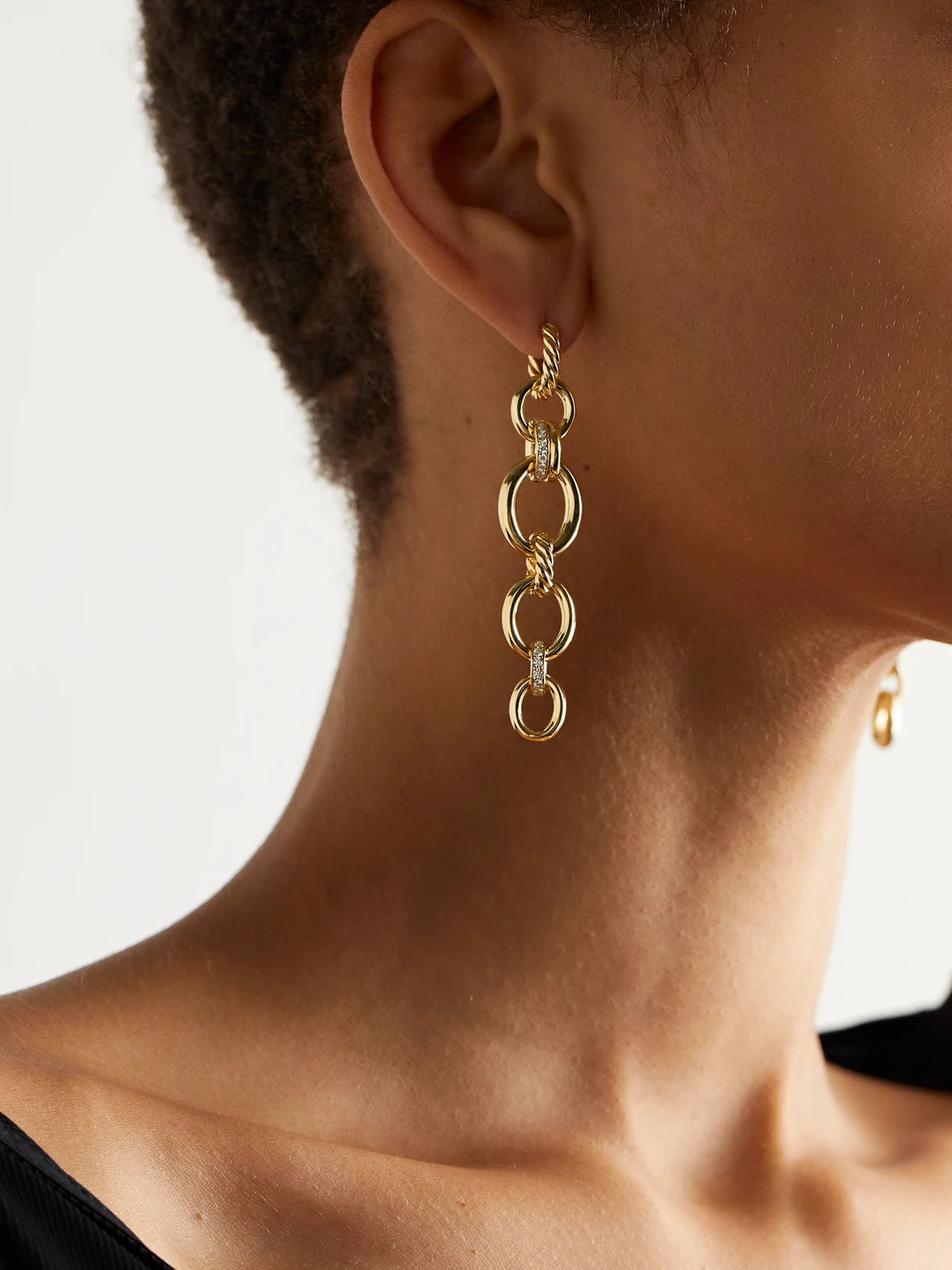 Image of Earrings. Product name - Dy Mercer 18-karat Gold Diamond Earrings in Multi colour by brand - David Yurman