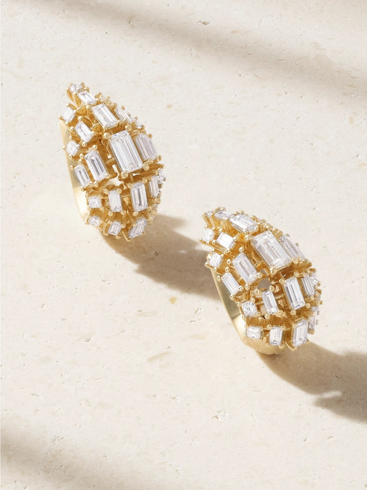 Vertex Lobe 18-karat Gold Diamond Earrings