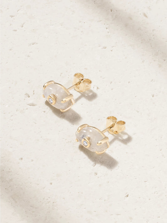 14-karat Gold, Moonstone And Diamond Earrings