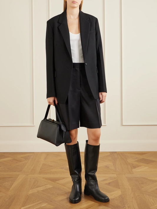 Image of Boots. Product name - Étrier Flat Leather Knee Boots in Black, Burgundy colour by brand - Gianvito Rossi