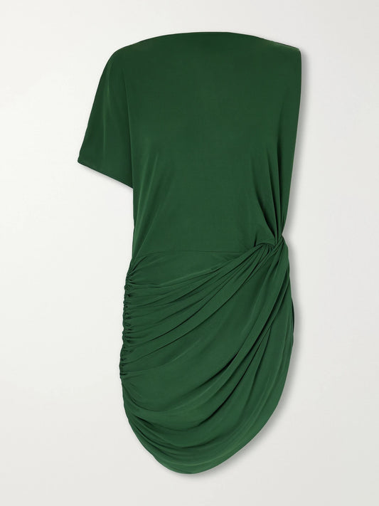 Alex Perry One-shoulder Asymmetric Gathered Jersey Mini Dress