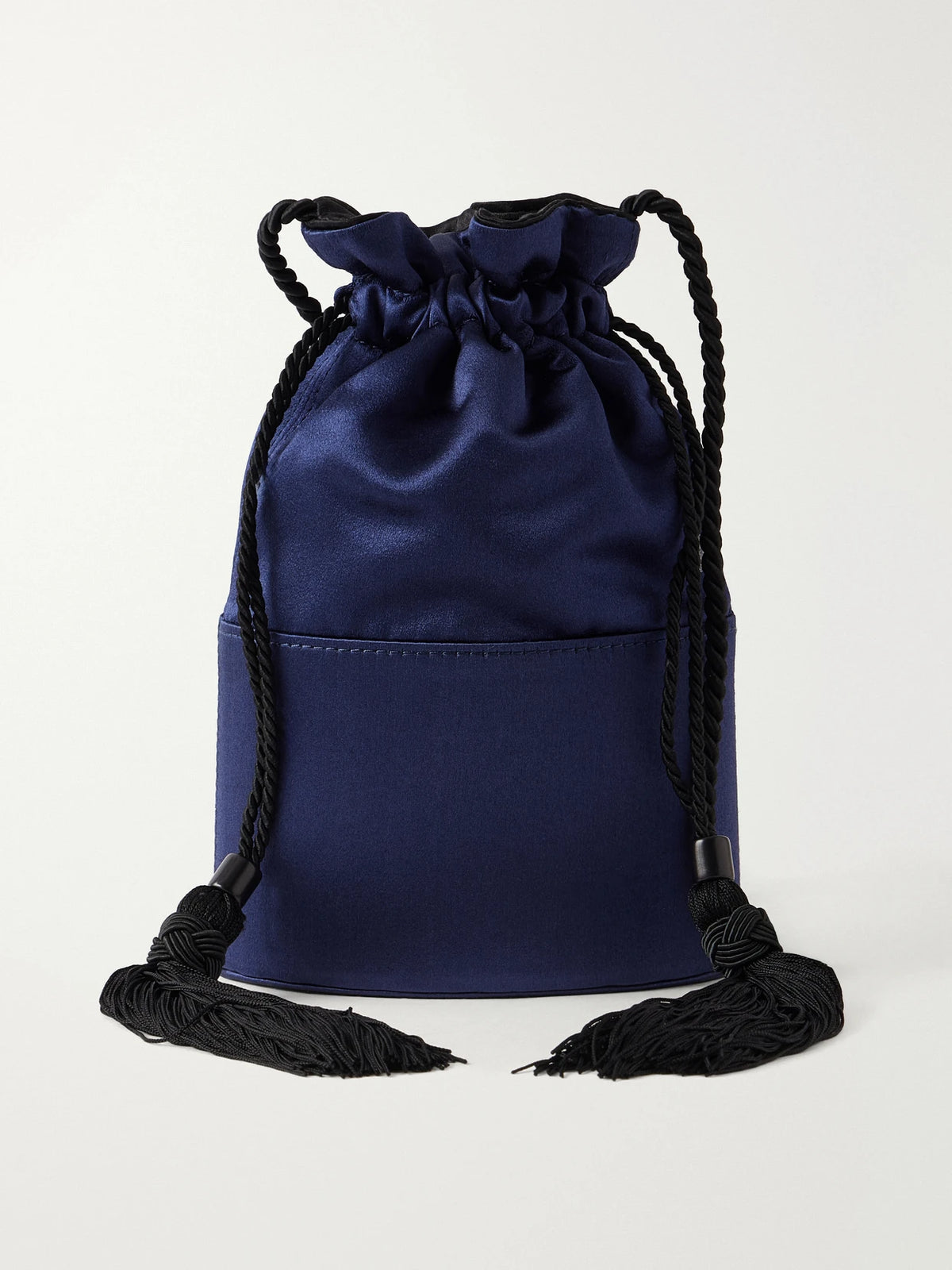 Hunting Season The Lola Drawstring Tasseled Cord-trimmed Satin Bucket Bag