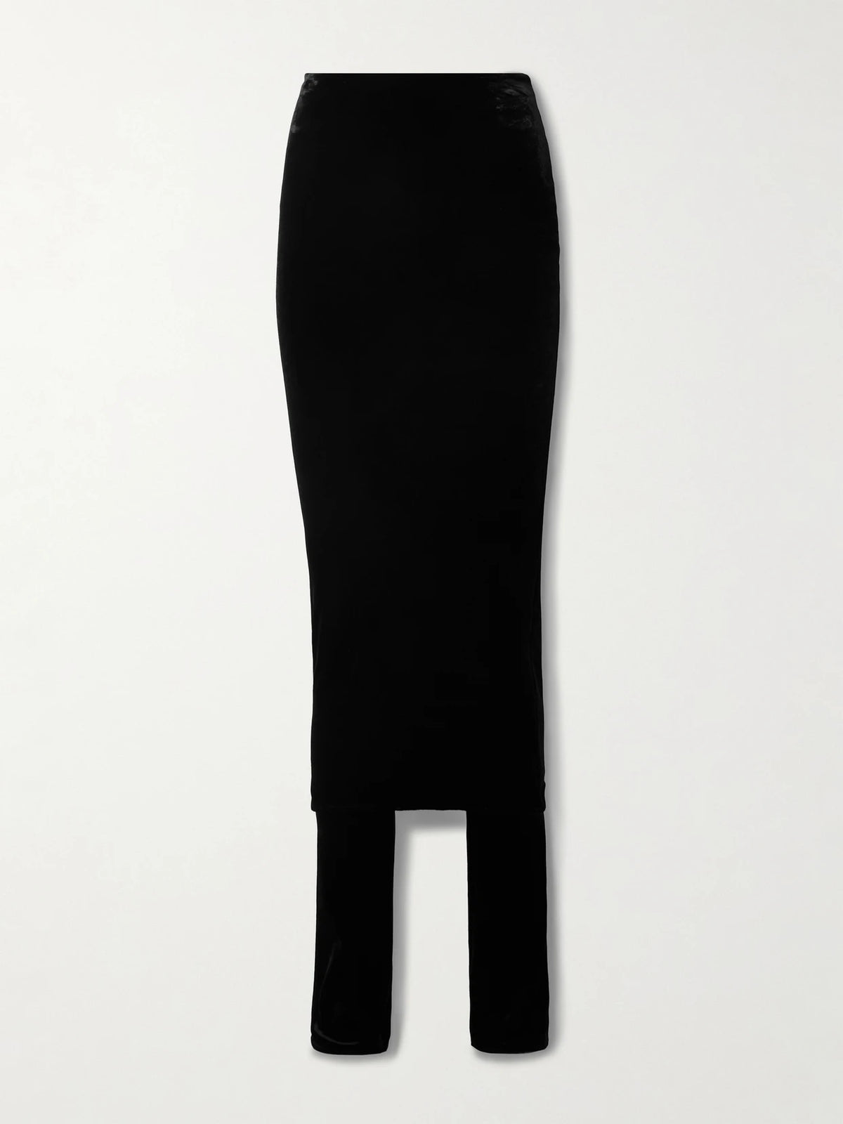 Layered Stretch-velvet Straight-leg Pants