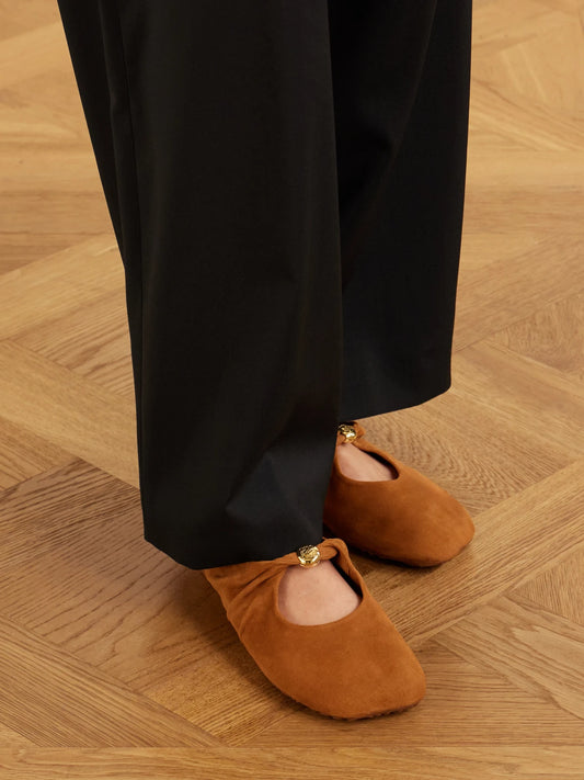 Pebble Embellished Suede Flats