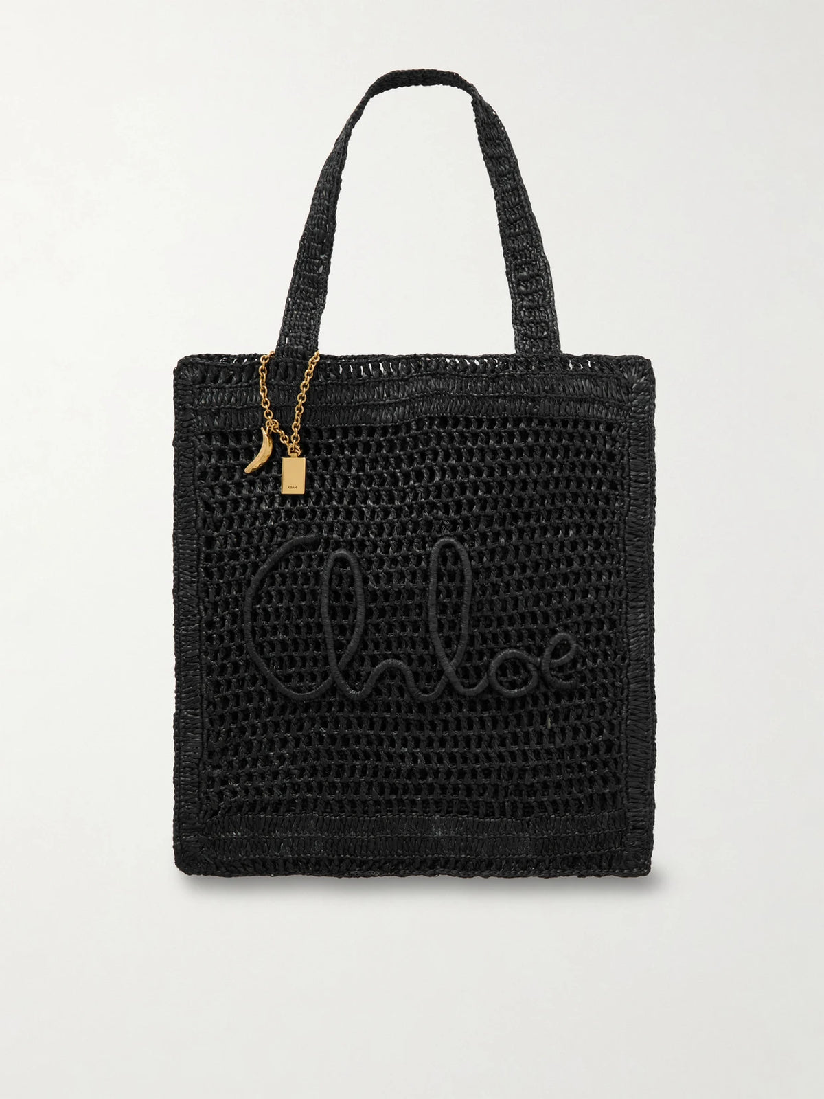 Summer Banana Embellished Crocheted Embroidered Raffia-like Tote